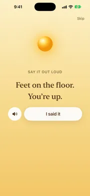 Say it out loud screen with the affirmation and a read aloud button